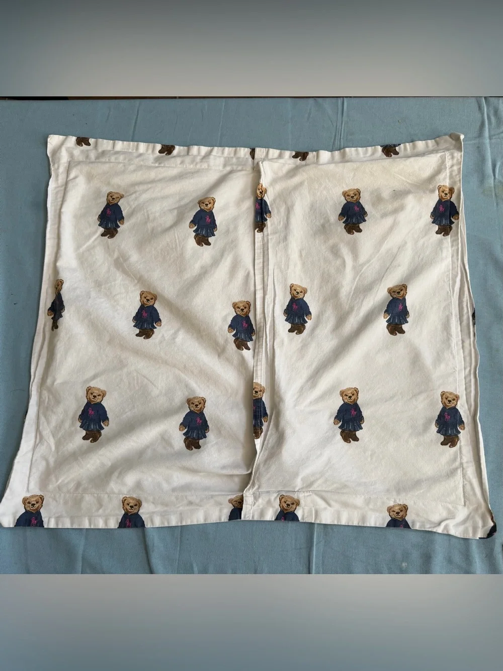 Polo Ralph Lauren Polo Girl Bear Standard Pillowcase Sham 22X25 USA Vtg Rare